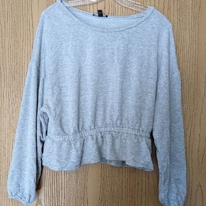 Grey Peplum Sweatshirt Express Medium